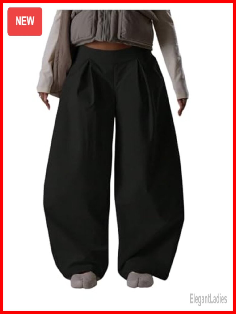 Women's Baggy Barrel Pants Low Rise Oversized Wide Leg Pleated Cargo Trousers